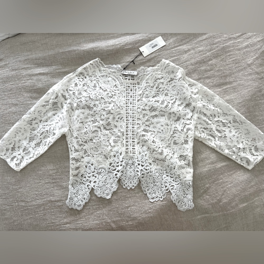 Brand NWT Sandro White Lace Top Size: 2